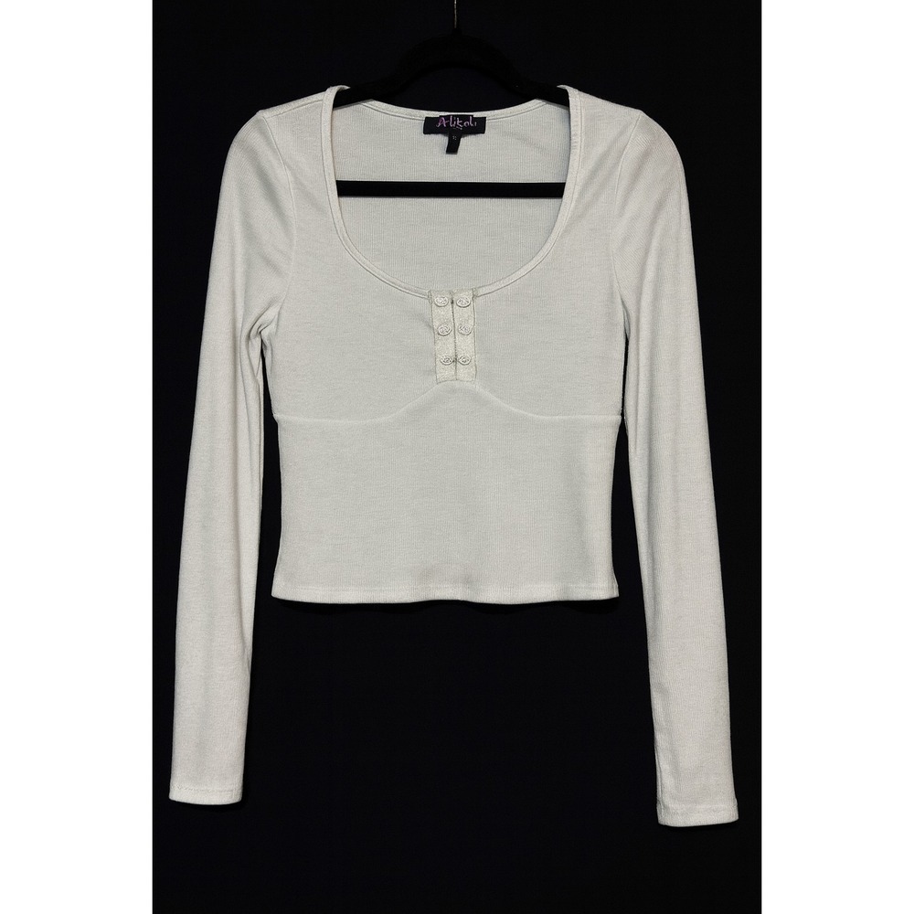 Y2K Mixed Threads Babydoll Ribbed Long‎ Sleeve Top Large Balletcore Fairy Grunge